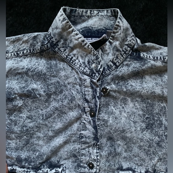 design Vintage 90’s Blue Semi-Distressed Long Sleeve Button-Up Shirt L PreOwned - Picture 5 of 15